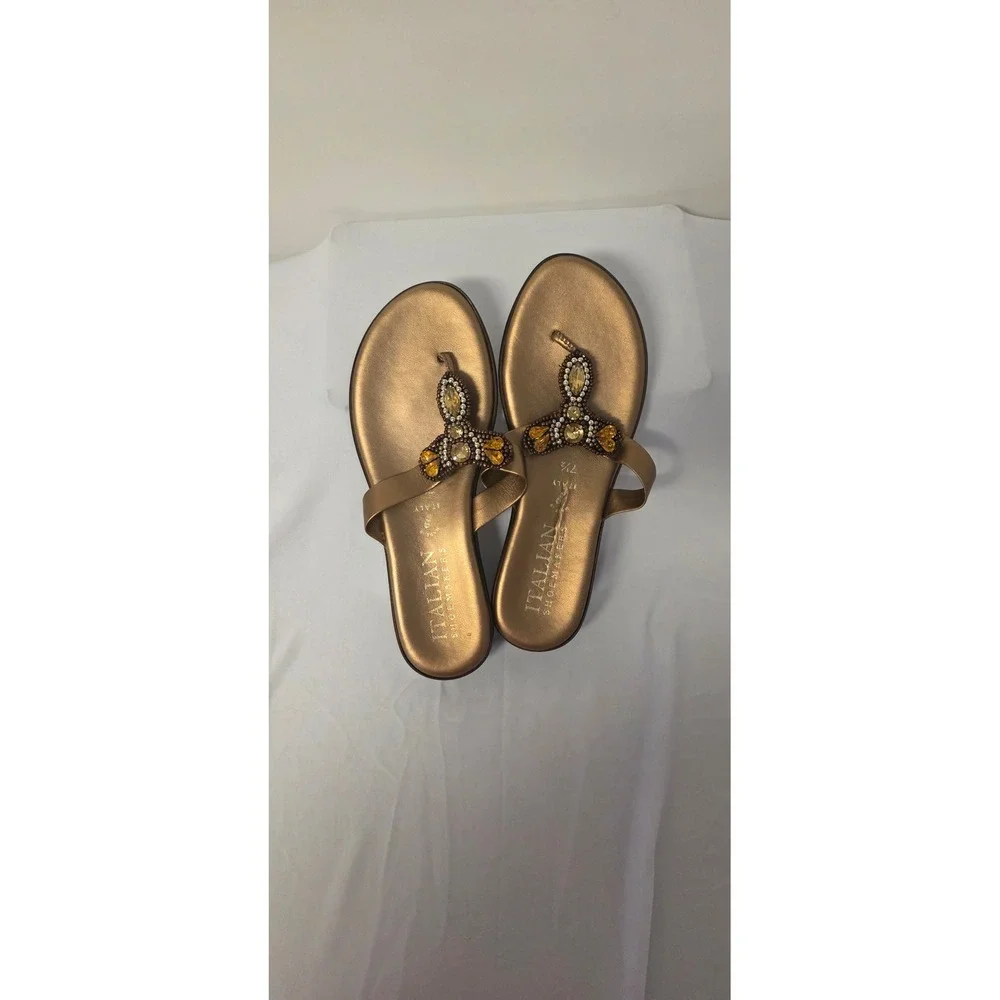 NWOT- Size 7 1/2 Italian Shoemakers Rhinestone bronze/ brown /gold sandals